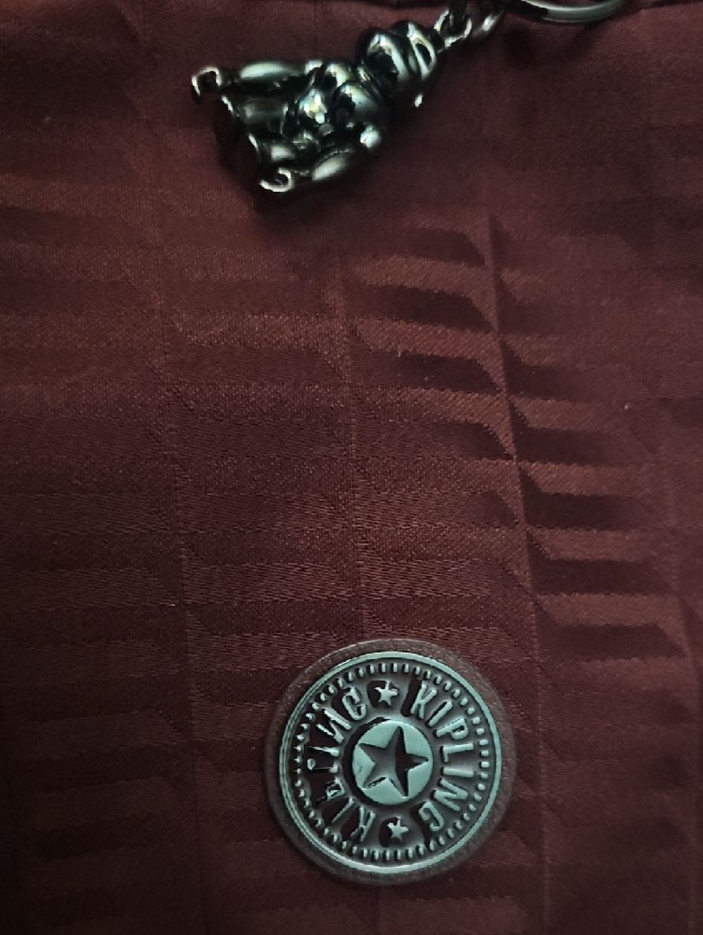 Kipling Deep Burgundy Quilted Crossbody with Metal Logo Button - Picture 3 of 4